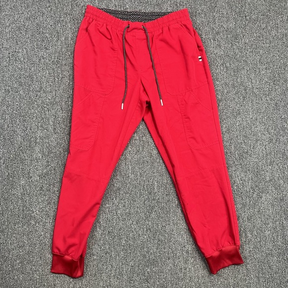 Beyond Scrubs Modern Jogger Cargo Pants PS Red Tapered Medical Nursing Workwear — photo 2